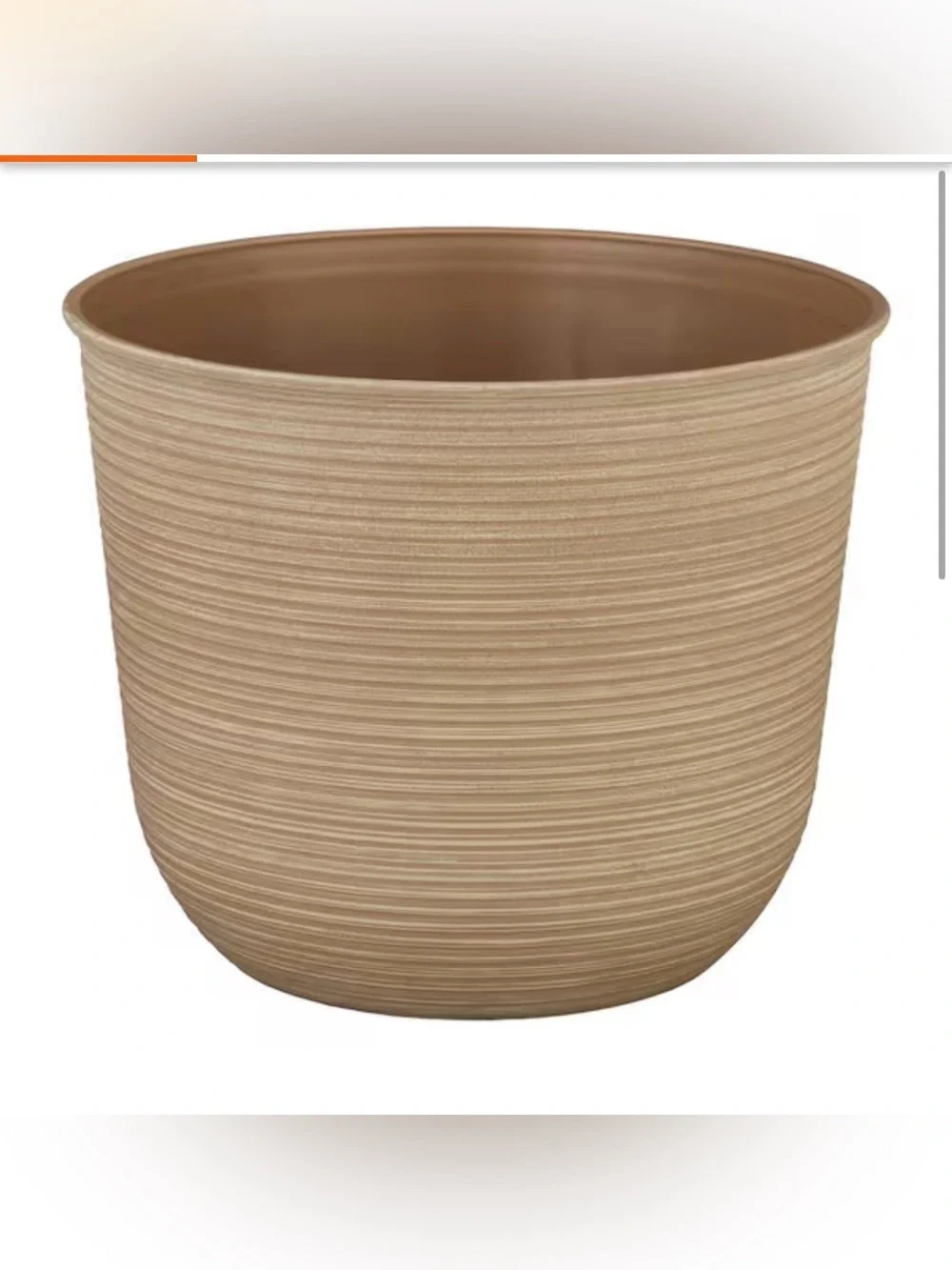 Vigoro Thatcher Medium Beige Round Planter 11.3” Plastic Pot w/ Drainage Hole